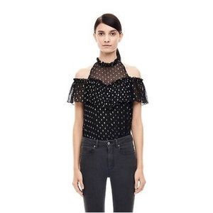 Rebecca Taylor Open Shoulder Metallic Top